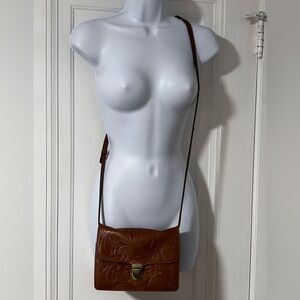 Patricia Nash Brown Leather embossed crossbody bag